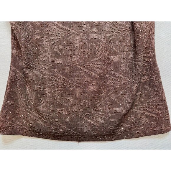Alex Evenings Womens Sleeveless Going Out Top S Beaded Textured Brown Blush Stre - Picture 4 of 9